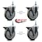 Service Caster 5 Inch Gray Polyurethane 12 Inch Threaded Stem Caster Set with Brake SCC-TS20S514-PPUB-PLB-121315-4 - alternate 3